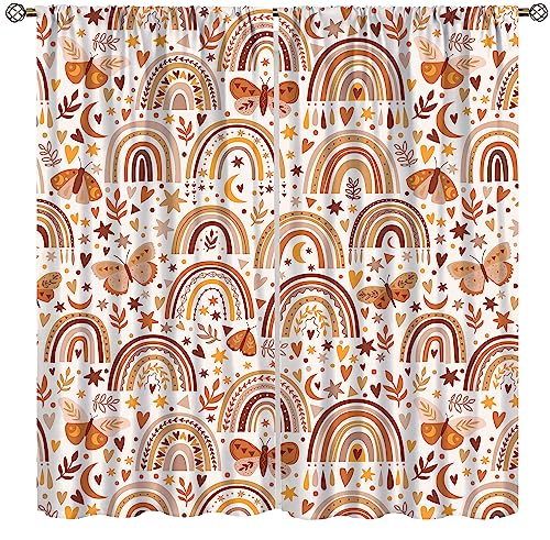 Rainbow Blackout Curtains Bohemian Cartoon Minimalist Art Rainbow Minimalist Bedroom Living Room Children's Room Decorative Thermal Insulation Blackout Curtains42X45In #TOP11