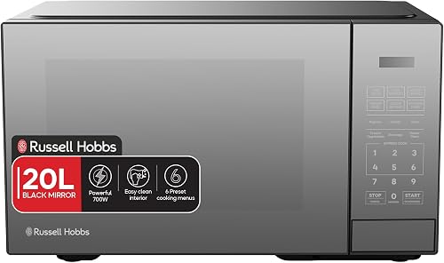RHEM21L Russell Hobbs Electronic Microwave with Black Mirror 20L