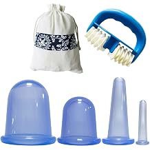 Silicone Sucker Set, Trial Silicone Slide Cup, Set of 4, For Body, Home Use, Self Care, Roller Massage Brush Blue