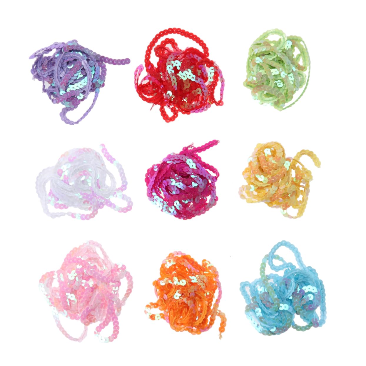 SEWACC 9pcs 2 Stretch Sequin Trim Sequin Ribbon Paillette Applique Sequin Sew on Applique Ribbon for Crafts Ribbons for Crafts Listones Para Manualidades Sequin Strip Sequins