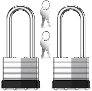 Ankilo Padlocks with Keys, 2 Pack Padlocks Outdoor Heavy Duty Waterproof, Pad Lock with Key 2-inch Long Shackle Padlocks for Shed, Toolbox, Hasp Storage