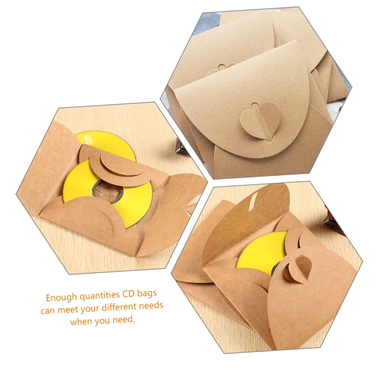 OSALADI Buste in Carta Kraft Protezione da Polvere e Graffi per per CD e Dvd 50 Pezzi con Chiusura Cuore Adatte per Conservazione Domestica e Cinematografica