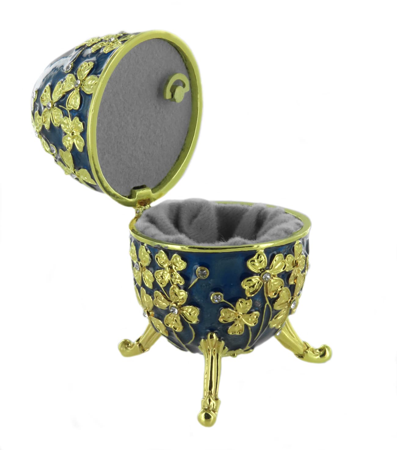 Lutèce Créations Musikalisches Ei/Schmuckei im Fabergé-Stil aus Metall mit Spieluhr, Vergoldungen, Strasssteinen und 18-Ton-Federspielwerk - Amazing Grace