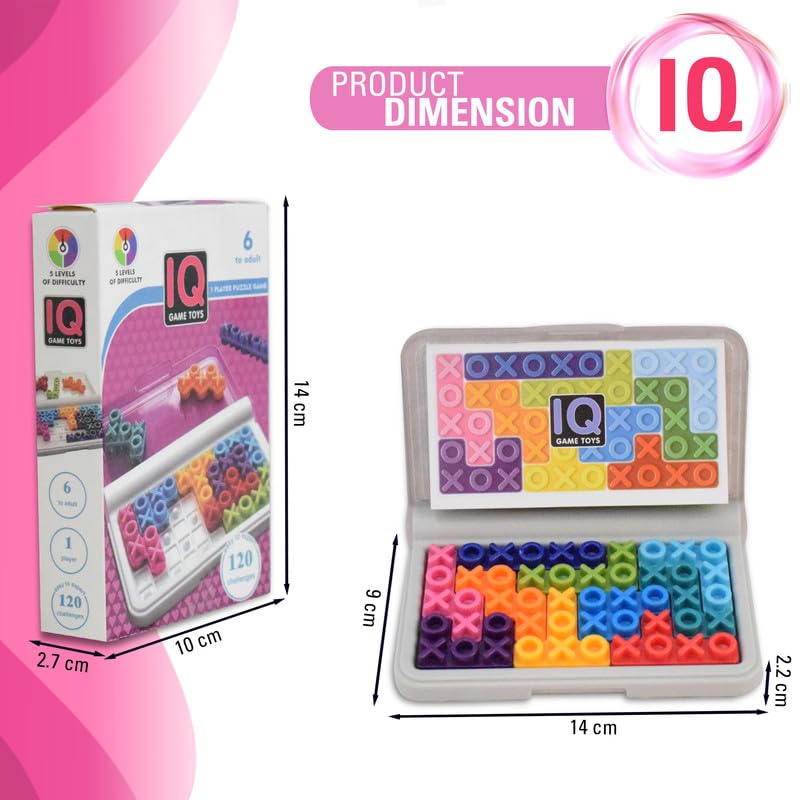Image of IQ Toy, Colourful Theme, 1-Player Brain Teaser | 120 Challenges, 5 Levels of Difficulty, For Kids and Adults, Enhances Logic and Problem-Solving Skills