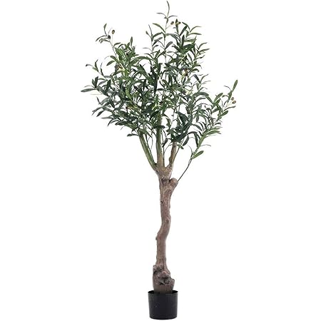 Amazon 人工オリーブの木の装飾的な植物屋内屋外の庭のための黒い鍋が付いている偽の木150cm 人工観葉植物 オンライン通販