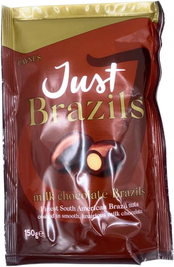 Just Brazils Milk Chocolate Bag Paynes Milk Chocolate with Brazil Nut Centres 150g Suitable