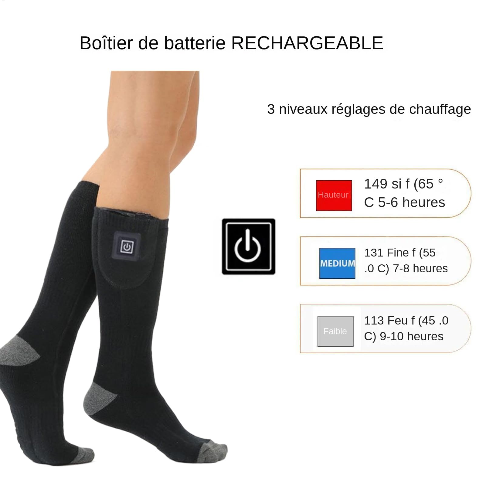 Chaussettes Chauffantes Chauffe-pieds Chaud Lavable Confortable