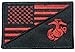 American USA Flag / Marine Corps EGA USMC Sew on Iron on Embroidered Applique Patch - Black & Red (IRON-USAF-HALF-USMC-BKRD)