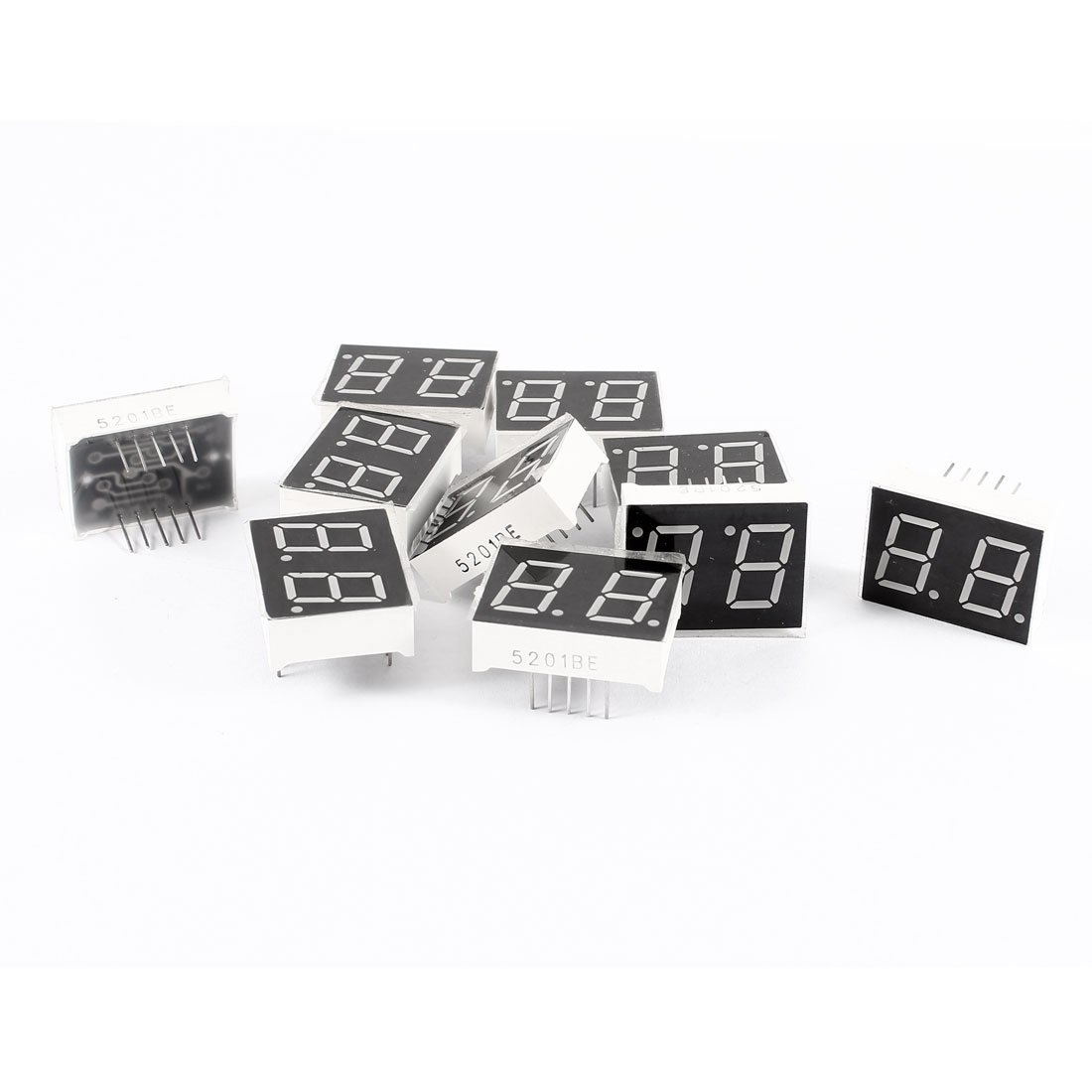 5-Pack Green 2-Digit LED Display Tubes - Common Cathode, 18-Pin DIP, 25mmx19mm