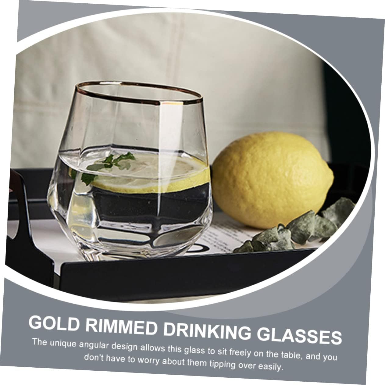 Zerodeko Decorative Six-sided Glass Tumbler Unique Design for Cold Drinks for Parties Home Bars and Restaurants for Juice Beer and Cocktails