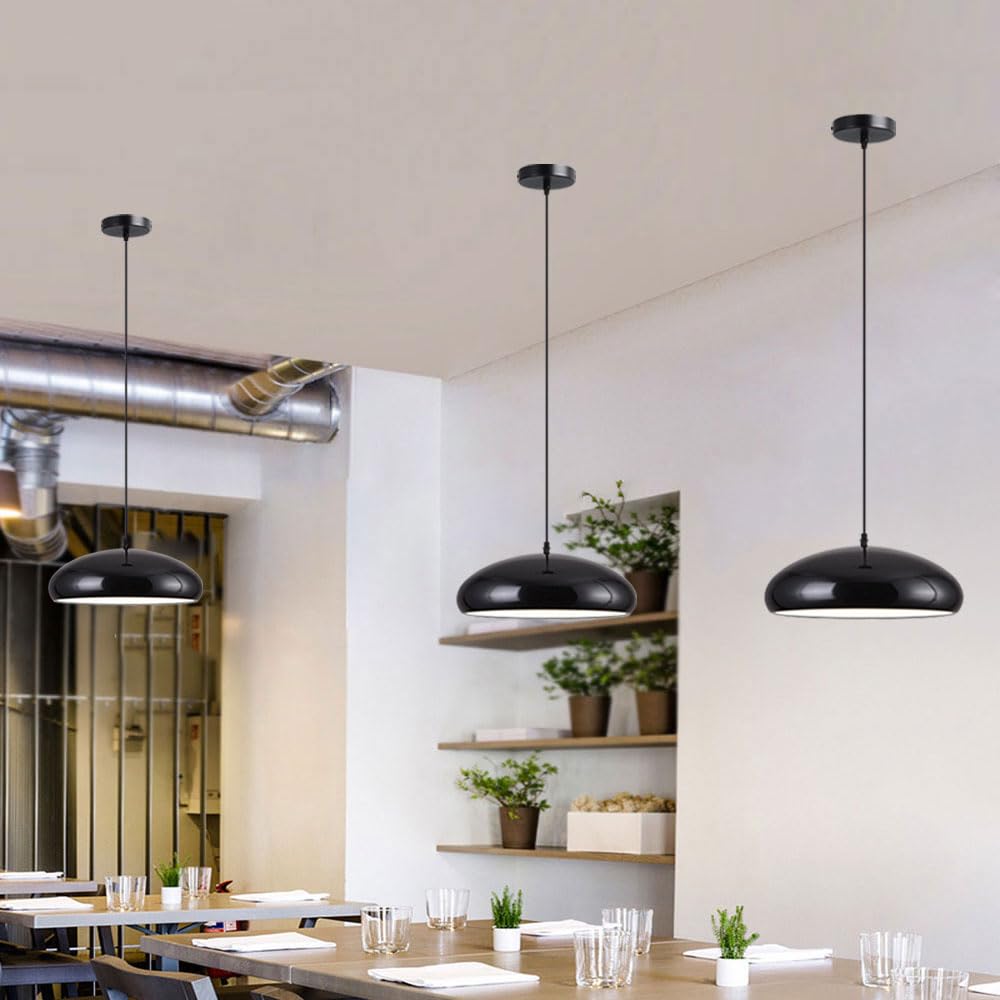 Lámpara Colgante de Metal Negro de Estilo Moderno de 17,7 Pulgadas