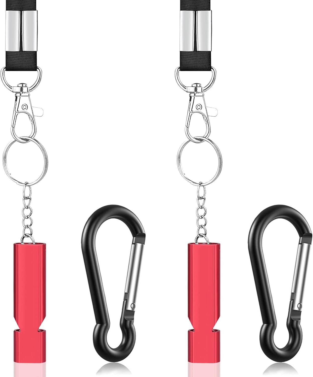 Michael Josh 2PCS Outdoor Loudest Emergency Survival Whistles with Carabiner and Lanyard for Camping Hiking Sports Dog Training