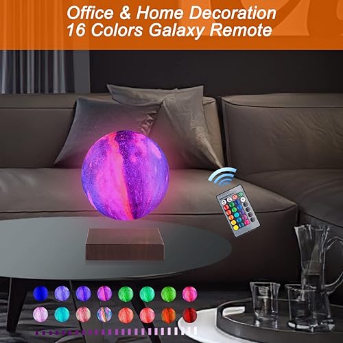 Miniatura 2 de UVEHAS Lámpara de luna de galaxia levitante 16 colores de levitación magnética flotante 3D luz de luna con control remoto giratorio en aire, luces