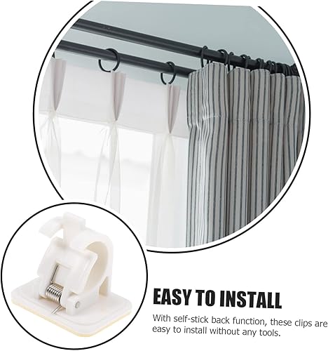 Miniatura 2 de Uonlytech Soportes para barra de cortina, paquete de 8 adhesivos, sin taladrar para baño, cocina, armario
