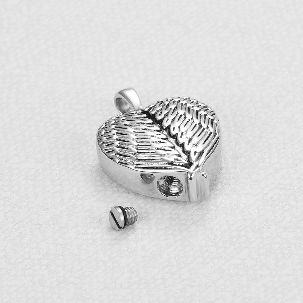 Angel Wing Heart Urn Necklace for Ashes Cremation Keepsake Pendant Necklace Cremation Jewelry for Women - Image 2