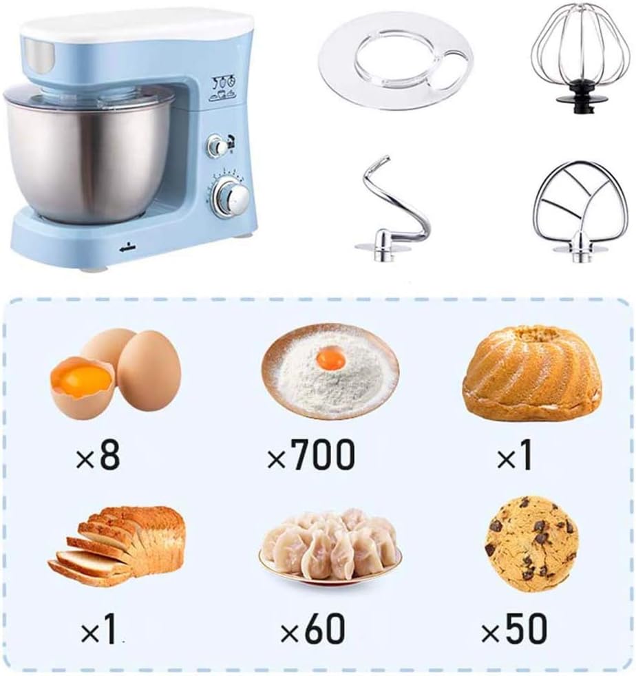 Desktop Whisk 6 Speed Egg Beater Electric Kitchen Food Mixer Table Stand Cake Dough Mixer Handheld Blender Baking Whipping Cream Machine (Blue)