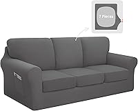 Vista 25 de Easy-Going Juego de funda elástica para sofá de 7 piezas, lavable, para 3 cojines de respaldo y asiento, funda antideslizante para sofá, protector