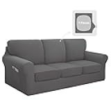 Easy-Going 7 Pieces Stretch Couch Cover Washable Sofa Cover Set for 3 Backrest and Seat Cushion Couch Anti-Slip Sofa Slipcover Furniture Protector with Elastic Bottom (Large, Light Grey)