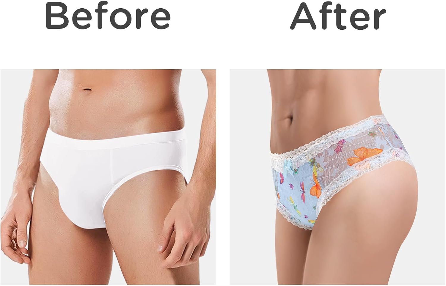 Littleforbig Unisex Hipster Briefs Butterflies Pattern Mesh Shaping Tucking Gaff Briefs for Sissies Crossdressers Blue - Image 3