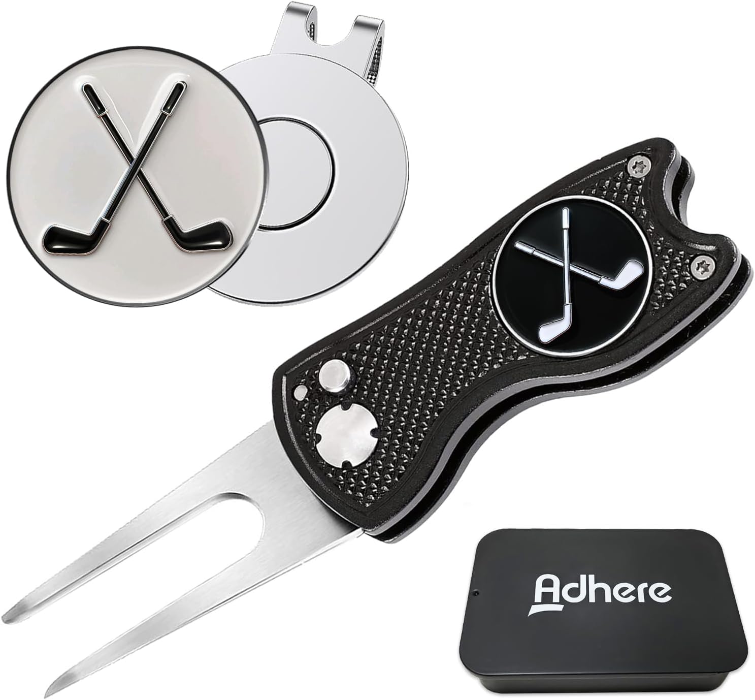 Adhere Golf Ball Markers & Divot Tools Personlized Enamel Ball Markers with a Magentic hat Clip,Unique Premium Golf Accessories Gift for Golfer