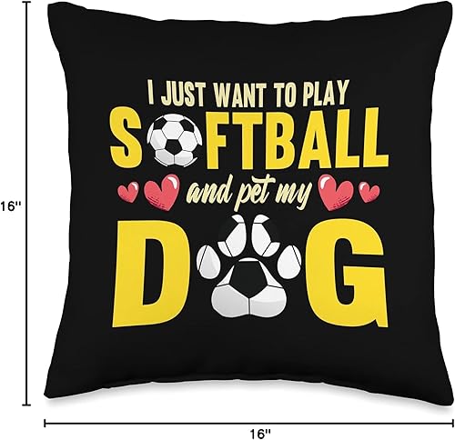 Miniatura 4 de Fur Parent Mom Dad Pet Owner Men Funny I Just Want to Play Softball and Pet My Dog Lover - Almohada de 16 x 16 pulgadas, multicolor