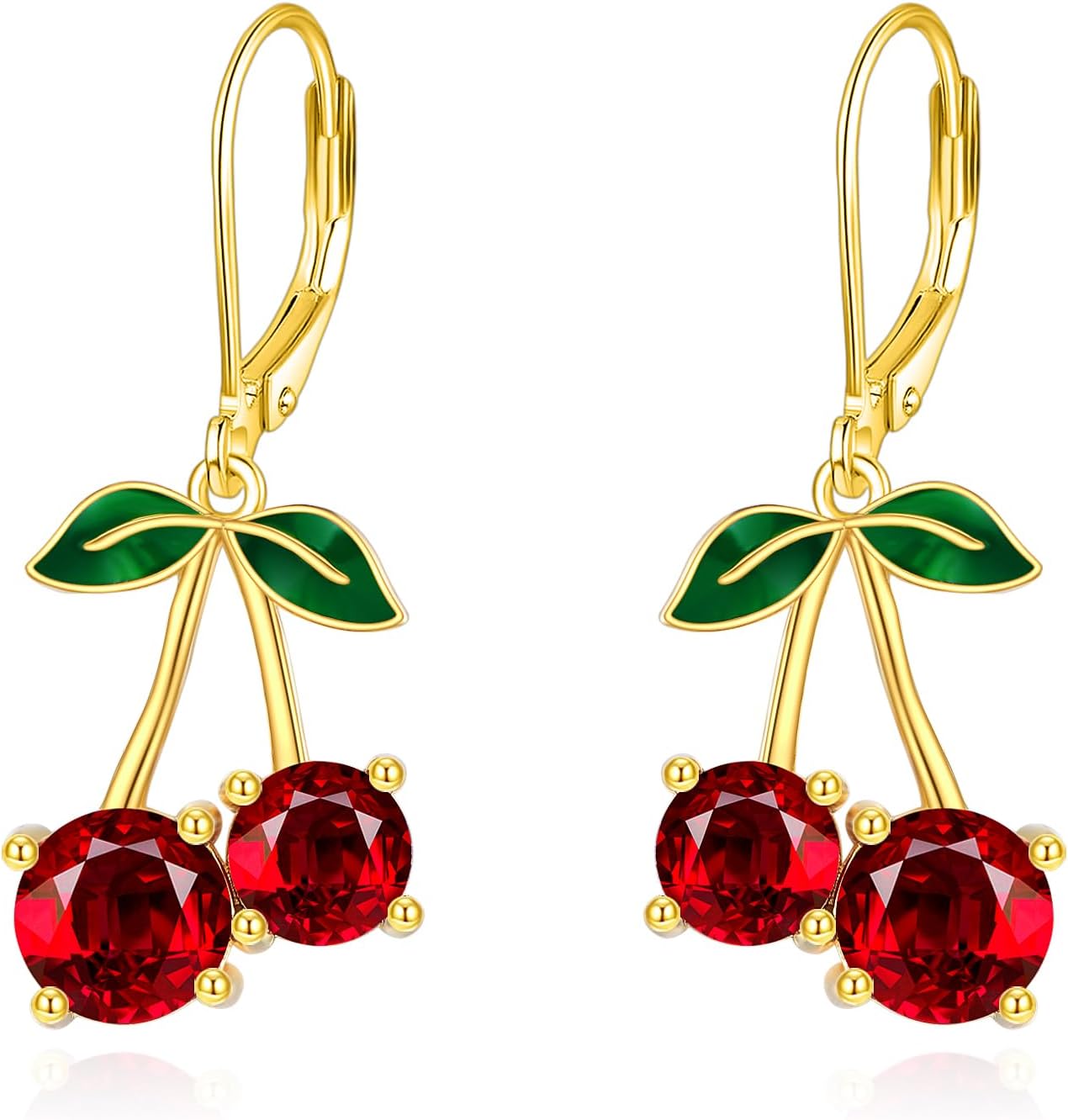 KZX Christmas Cherry Earrings for Women S925 Sterling Silver Cherry Earrings Crystal Fruit Jewelry Gifts for Wife Mother Christmas Birthday