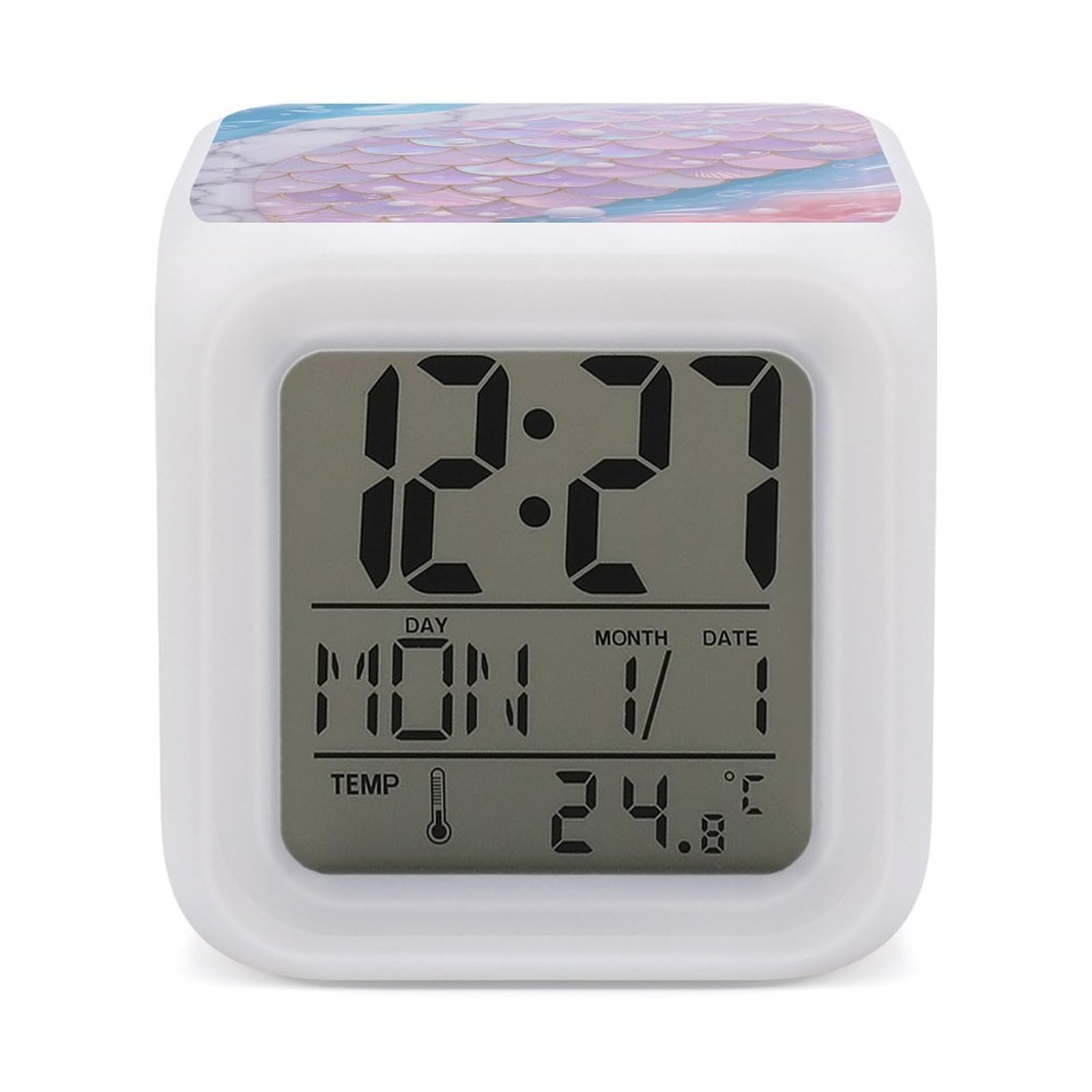 Reloj de mesa para oficina y sala de estar con luces LED que cambian de color