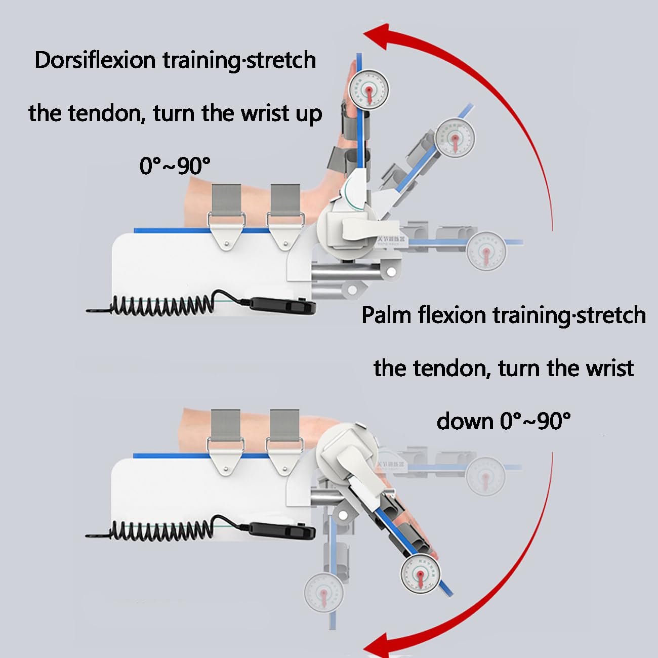 Dispositivo eléctrico de rehabilitación de articulaciones de muñeca, Ejercitador de articulaciones de hemiplejia por accidente cerebrovascular con control remoto, Férulas de mano fijas en reposo para