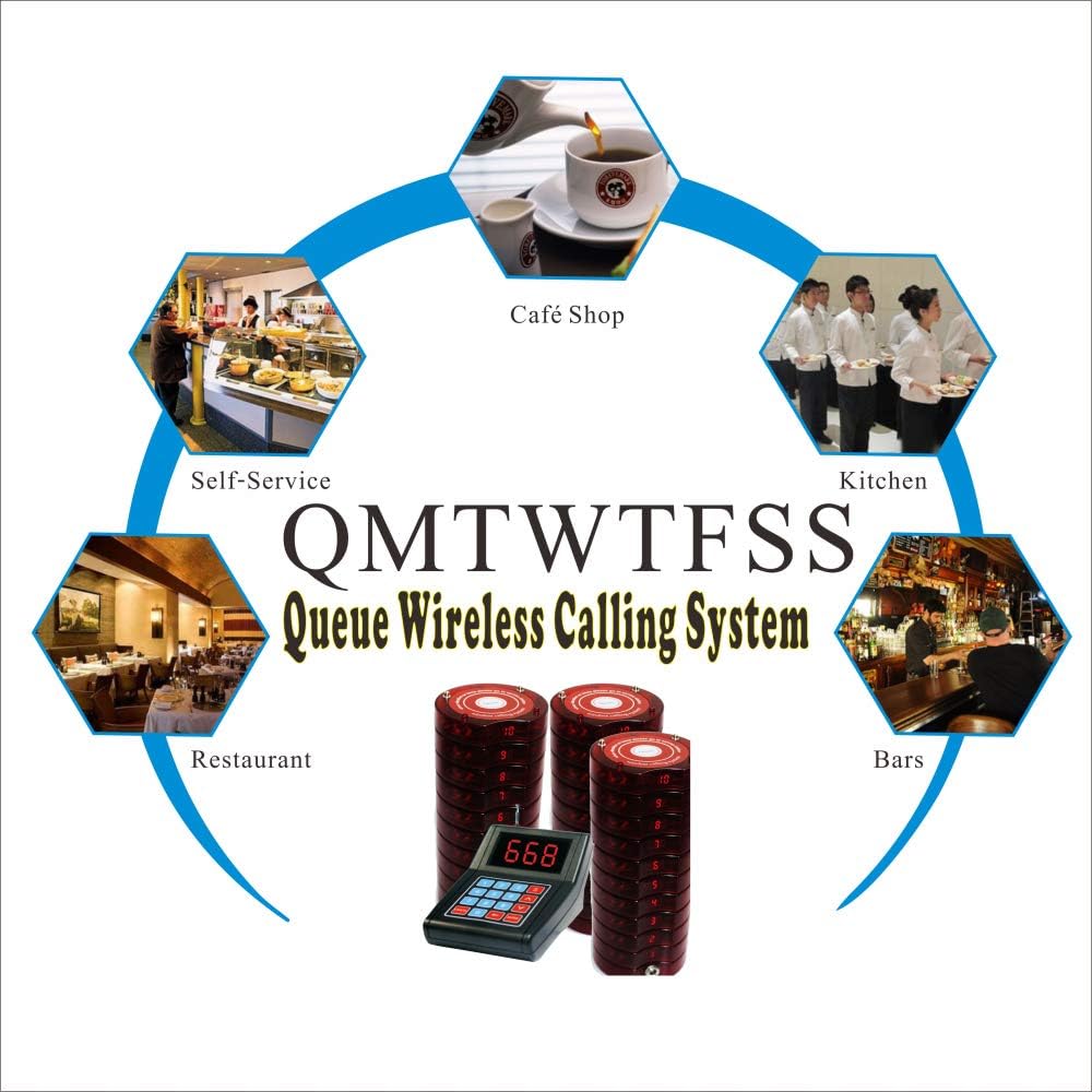 30 Coaster Pagers+1 Keypad Queue Call Pager Restaurant Wireless Calling System Waiter Wireless Guest Paging System for Restaurant Church Food Truck Coffee Shop Office