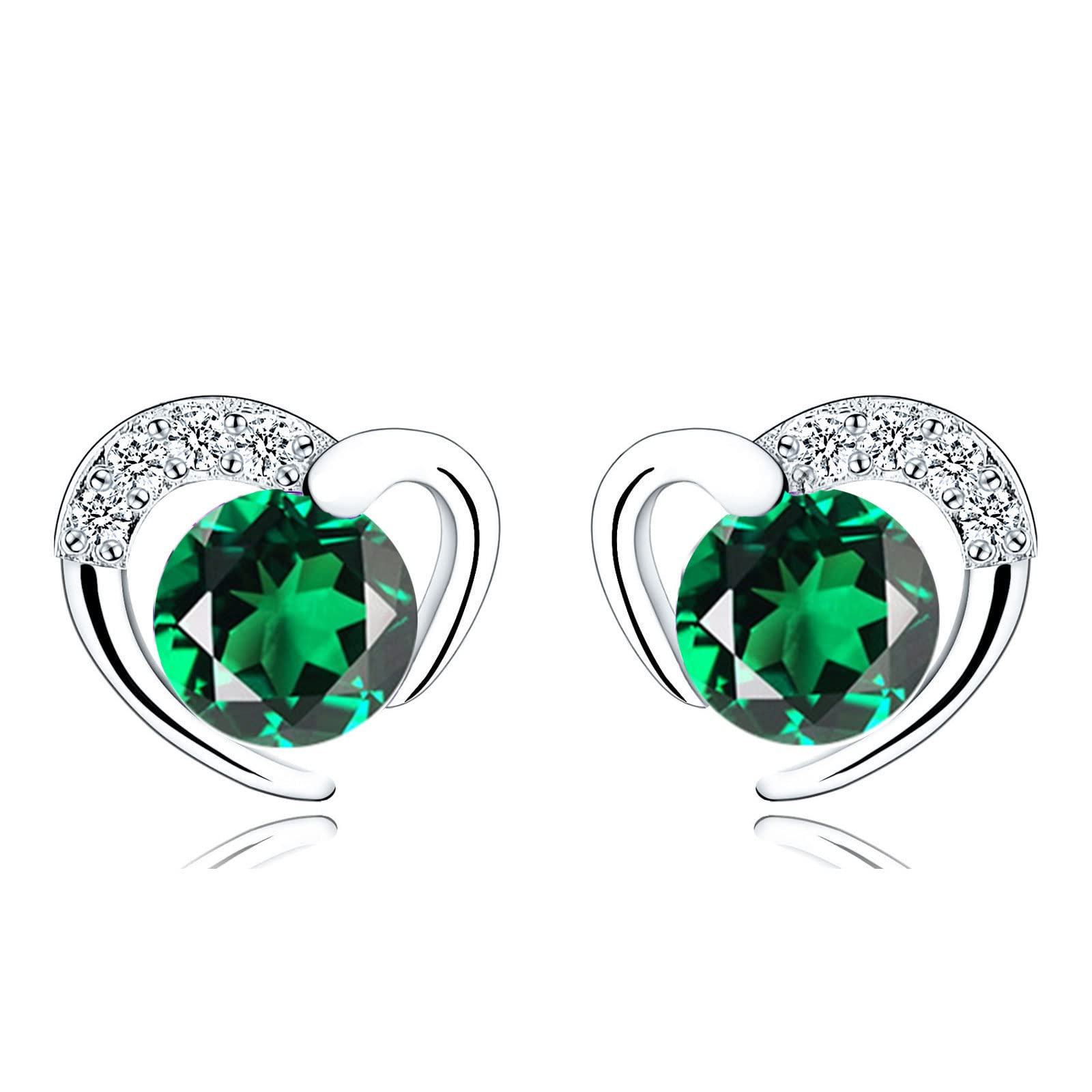 ITESSYSilver Stud Earrings for Women, Stud Earrings White Gold Cubic Zirconia Heart Studs│Dainty Earrings Jewellery Gifts for Girls