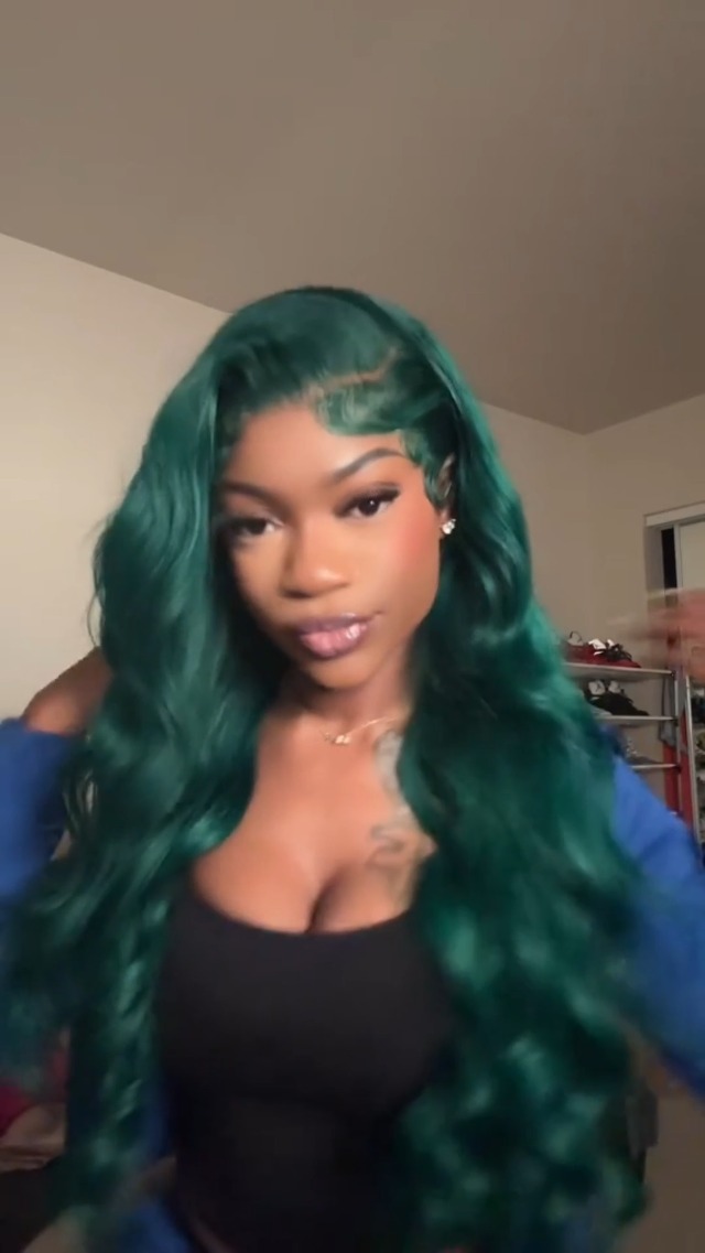 Amazon.com : haha Dark Green 13x6 Lace Front Wig Human Hair