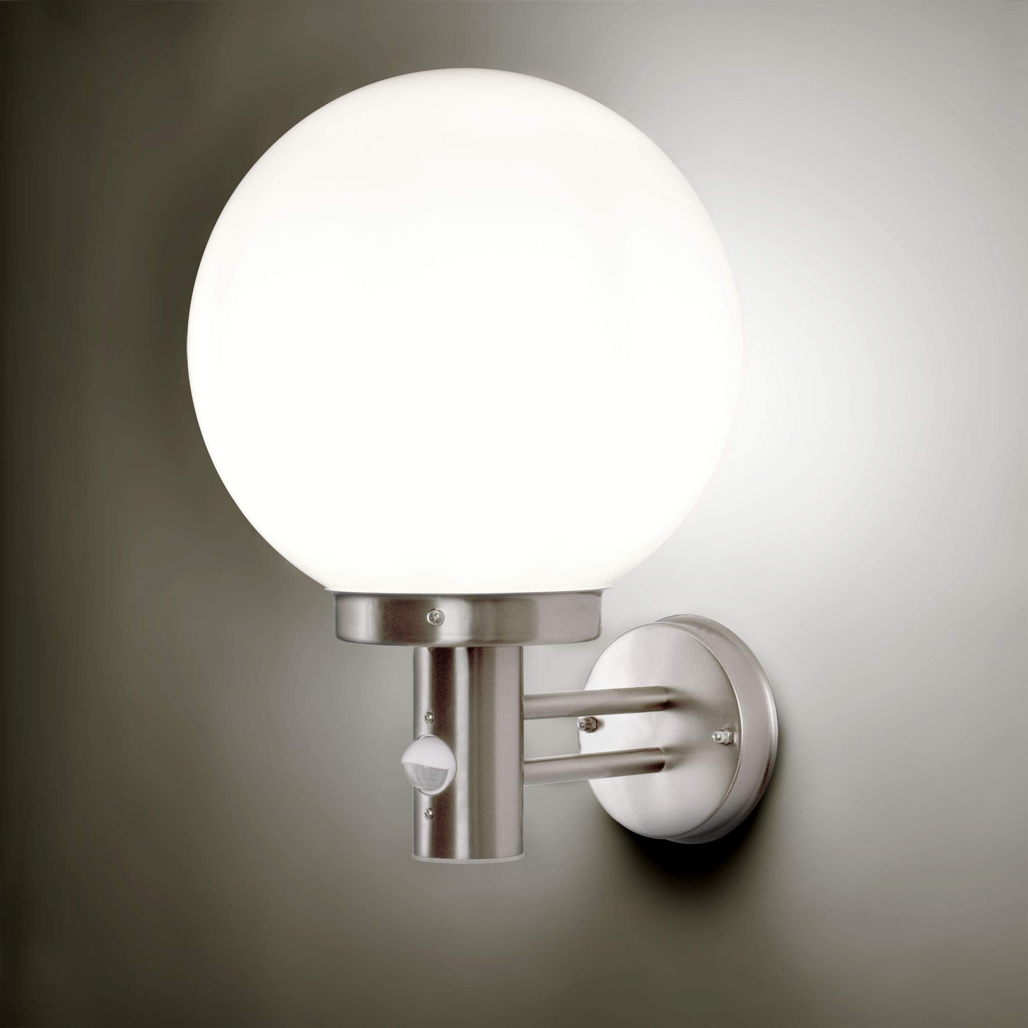 Maxkomfort Klassische Außenleuchte mit Bewegungsmelder Wandleuchte Außenwandleuchte Wandlampe Gartenleuchte Edelstahl E27 IP44 V2A-Edelstahl 120° Erfassungswinkel 270B1