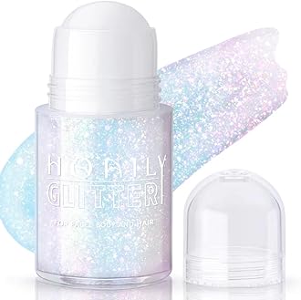 Roll-on Holographic Body Glitter Gel for Face Hair, Chameleon Color Changing Glitter Gel Under Light, Chunky Mermaid Sequins Festival Party Rave Accessories Shimmer Makeup (Sparkling Pink)