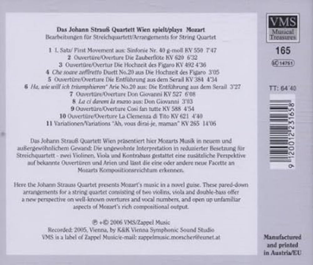 Mozart Arranged for String Quartet