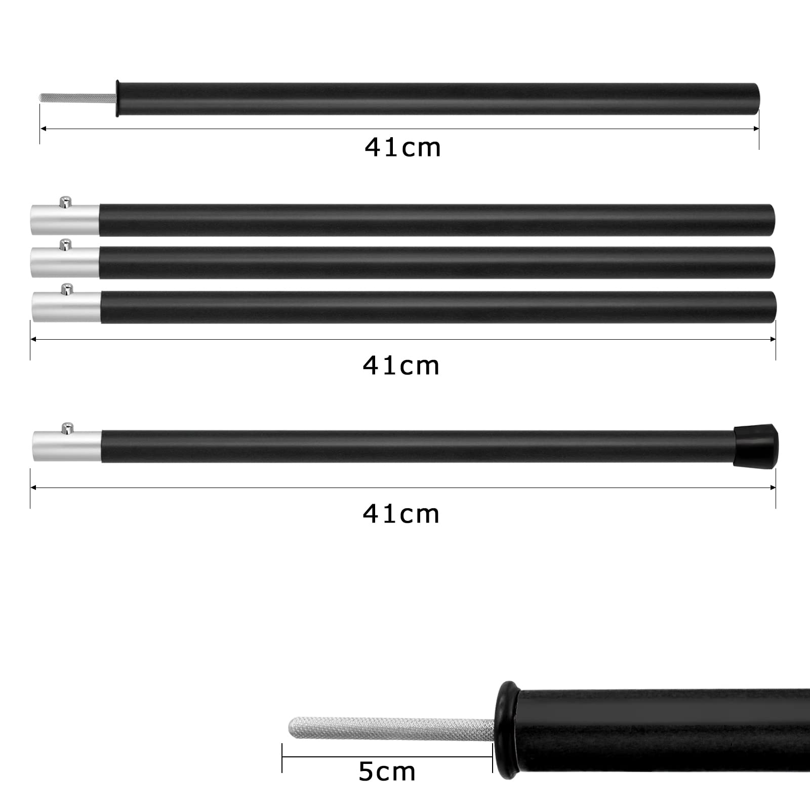 KOMCLUB Zeltstangen Tarpstangen -Teleskopstangen aus Aluminium für Zeltfliegen Tarps, Leichte, Einstellbare Ersatz-Zeltstangen Outdoor-Sport-Camping 1.9m