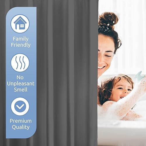 Miniatura 6 de downluxe Forro de cortina de ducha de tela impermeable, forro de ducha de tela suave con 3 imanes, cortinas de ducha para baño, lavable a máquina y