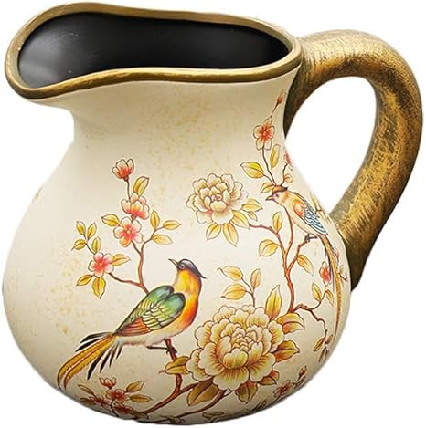 Amazon アメリカのセラミック花瓶の装飾ヨーロッパ のホームデコレーションフラワーアレンジメントドライフラワーシミュレーションフラワーリビングルームエントランスコーヒーテーブルテレビキャビネットワインキャビネットティーポット 花瓶 Color Beige 花器