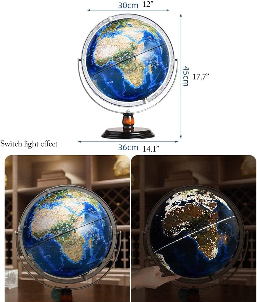Globi Mappamondo Luminoso da 12 Pollici con Base a Gradiente di Colore Antiscivolo Mappamondi per Adulti o Bambini Scala a Cerchio Intero Unico