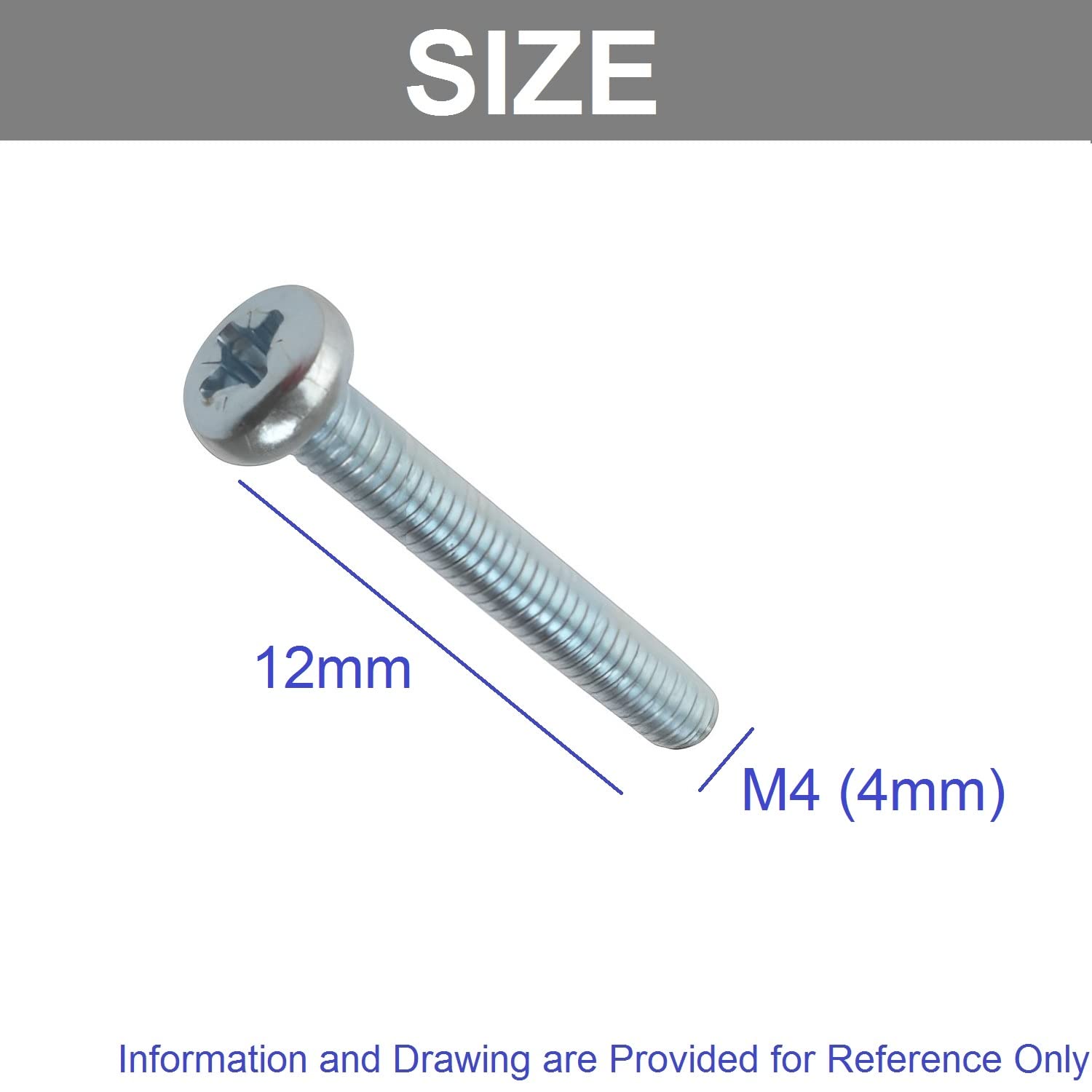 TERF® M4 X 12mm Pozi Pan Head Machine Screws Stainless Steel A2 (304) Machine Screw M4 (4mm) X 12mm Pozi Drive Pan Head Machine Screw Bolts - Image 3