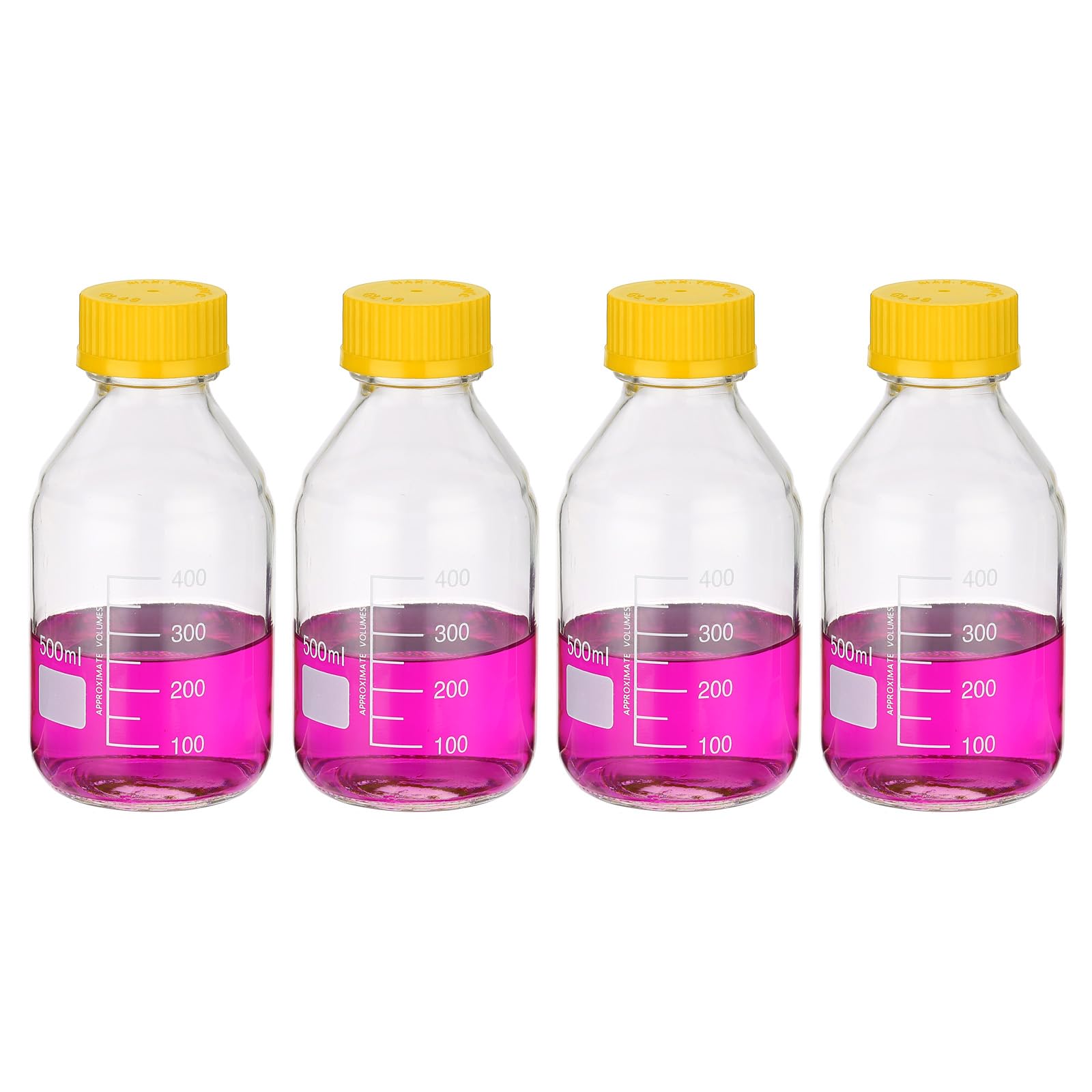 PATIKIL 4 Pack Bottiglie Per Conservazione Reagenti 500ml Bottiglie Giallo