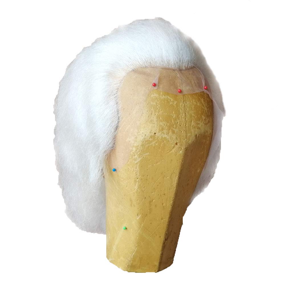 white short yak hair lace front santa tim wig W-01