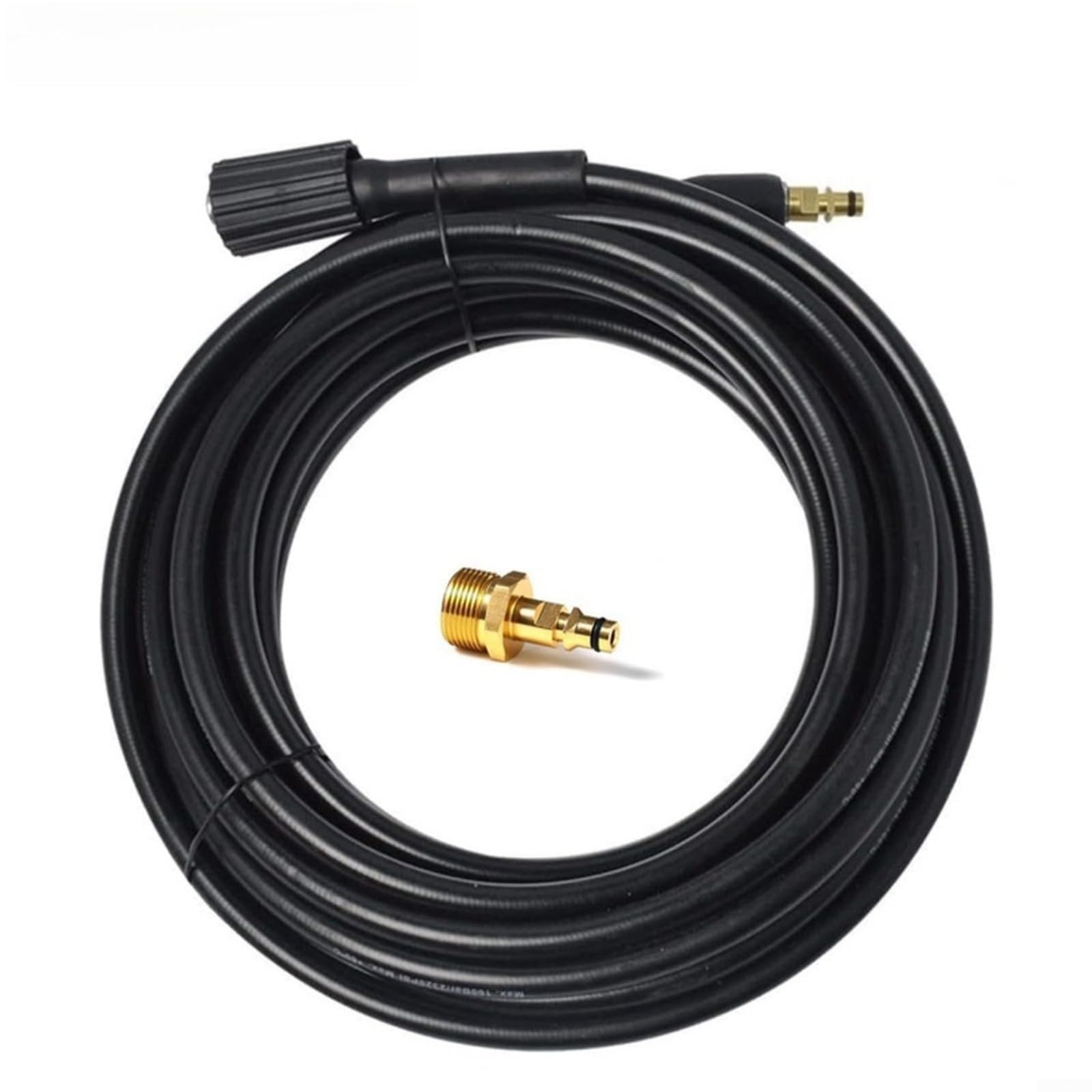 Tubo flessibile per idropulitrice ad alta pressione, 6 m, 10 m, 15 m, in PVC, con connessione rapida, per la pulizia dell'auto, nero, flessibile (15 m)