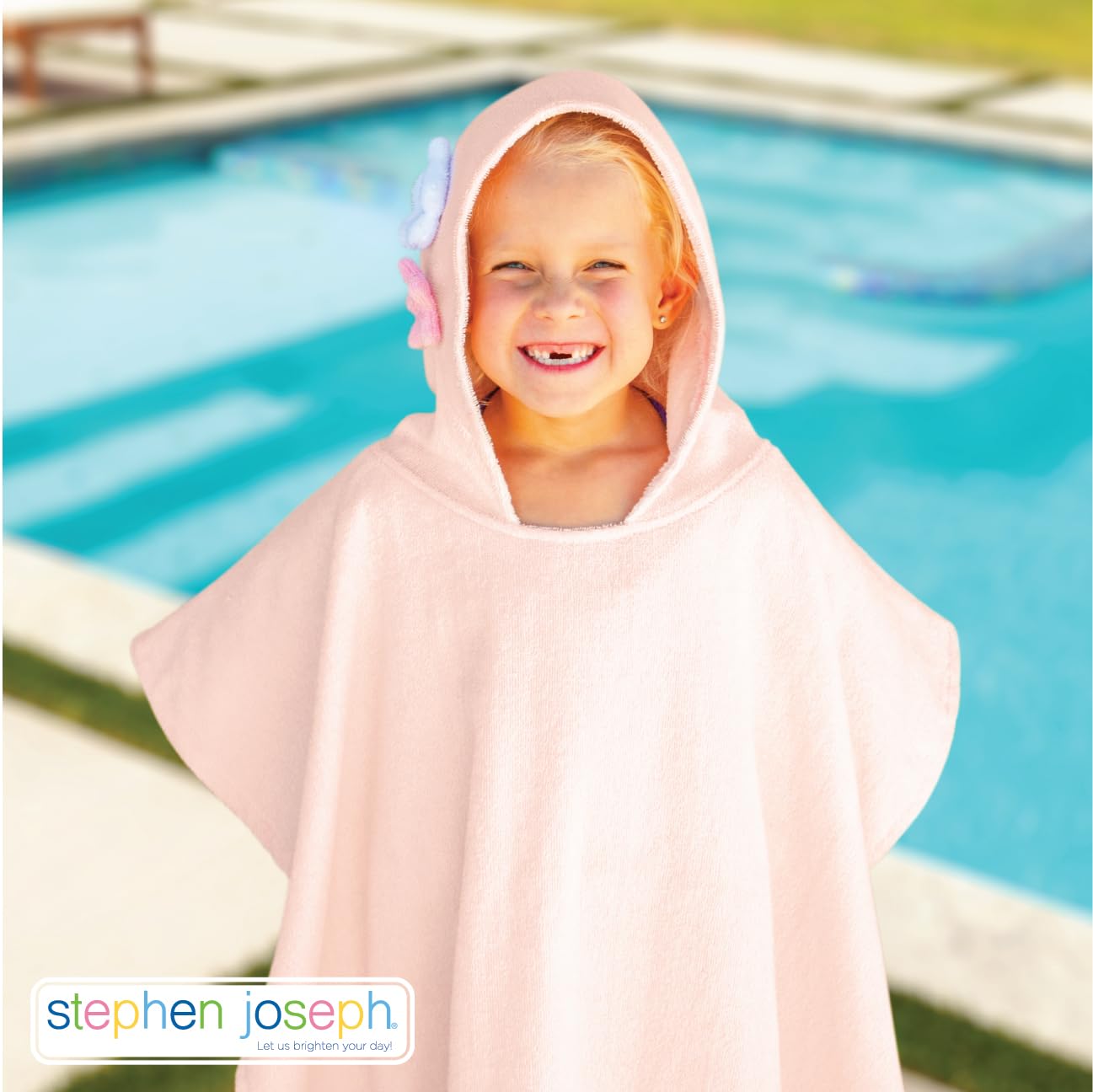 Stephen Joseph, Poncho de playa y baño, toalla con capucha 100% algodón para niños de 2 a 6 años, toalla de baño, piscina, playa, poncho de playa suave, absorbente, sol