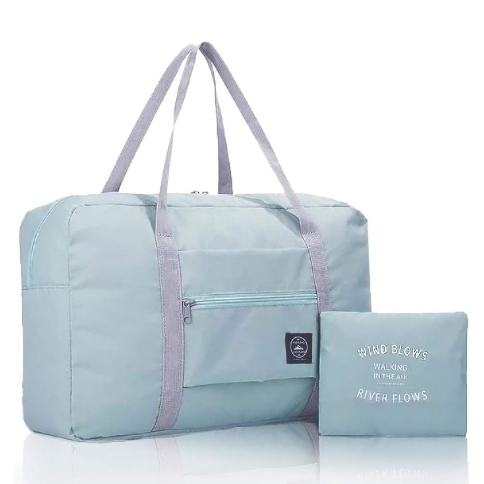HshDUti Cabin Bags Underseat Hand Luggage Bag, Foldable Carry On Bag, Water-Resistant Overnight Hospital Weekend-Bag, Foldable Travel Duffel Bag Holdall Tote for Women and Men Blue