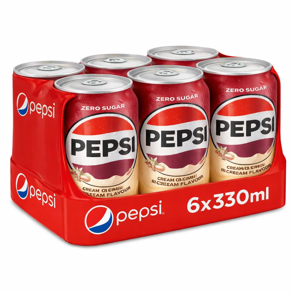 Pepsi Zero Sugar Cream Soda Flavour Soft Drink By COUGAR | (Pack Of 6) - 330ml Can | Zero Calories Carbonated Beverage | Smooth & Classic Creamy Taste | Refreshing Chilled Soda Drink - (IMPORTED-UK)-picture-10