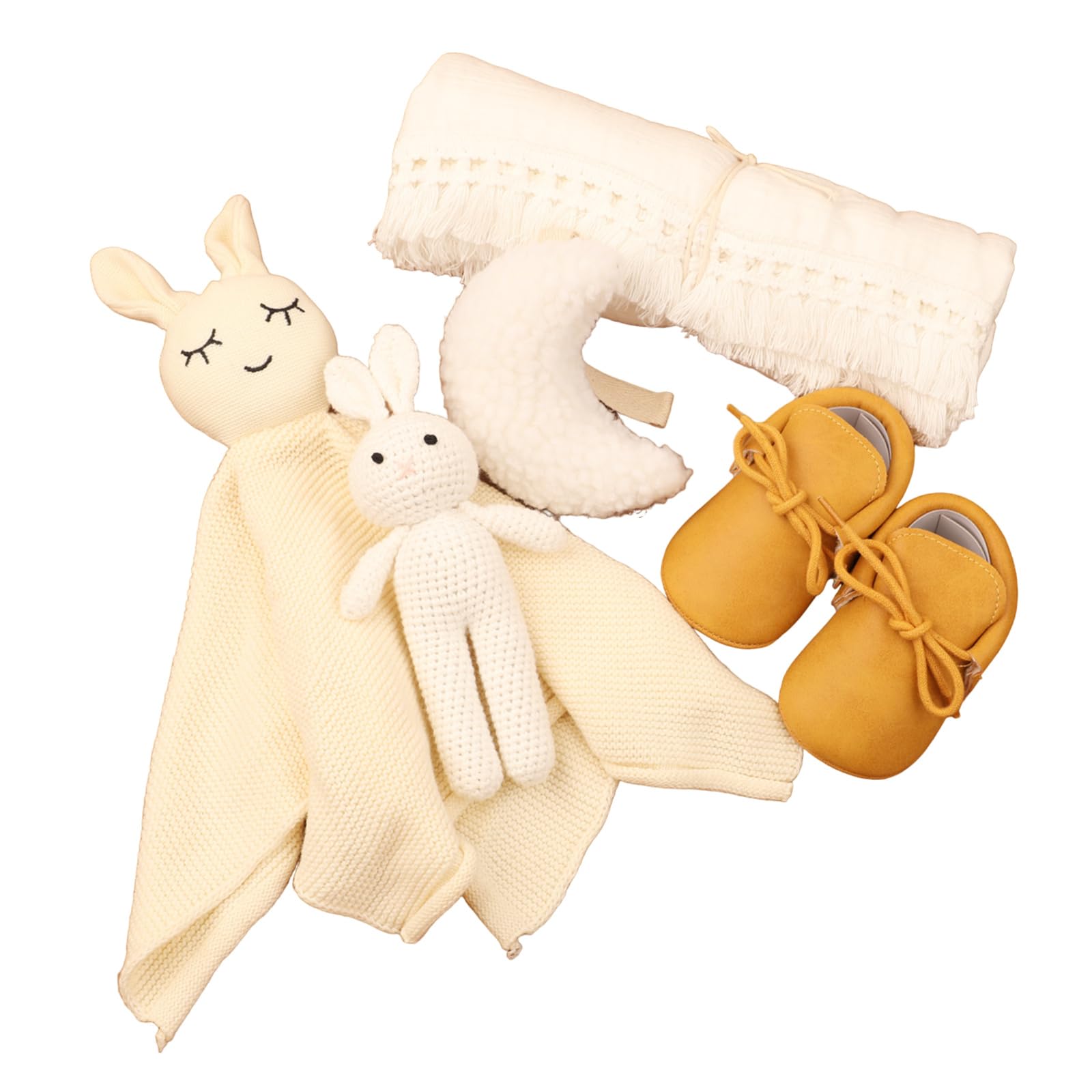 Set regalo per neonati, 5 pezzi, tra cui coperta di cotone, calmante, uncinetto e accessori per neonati