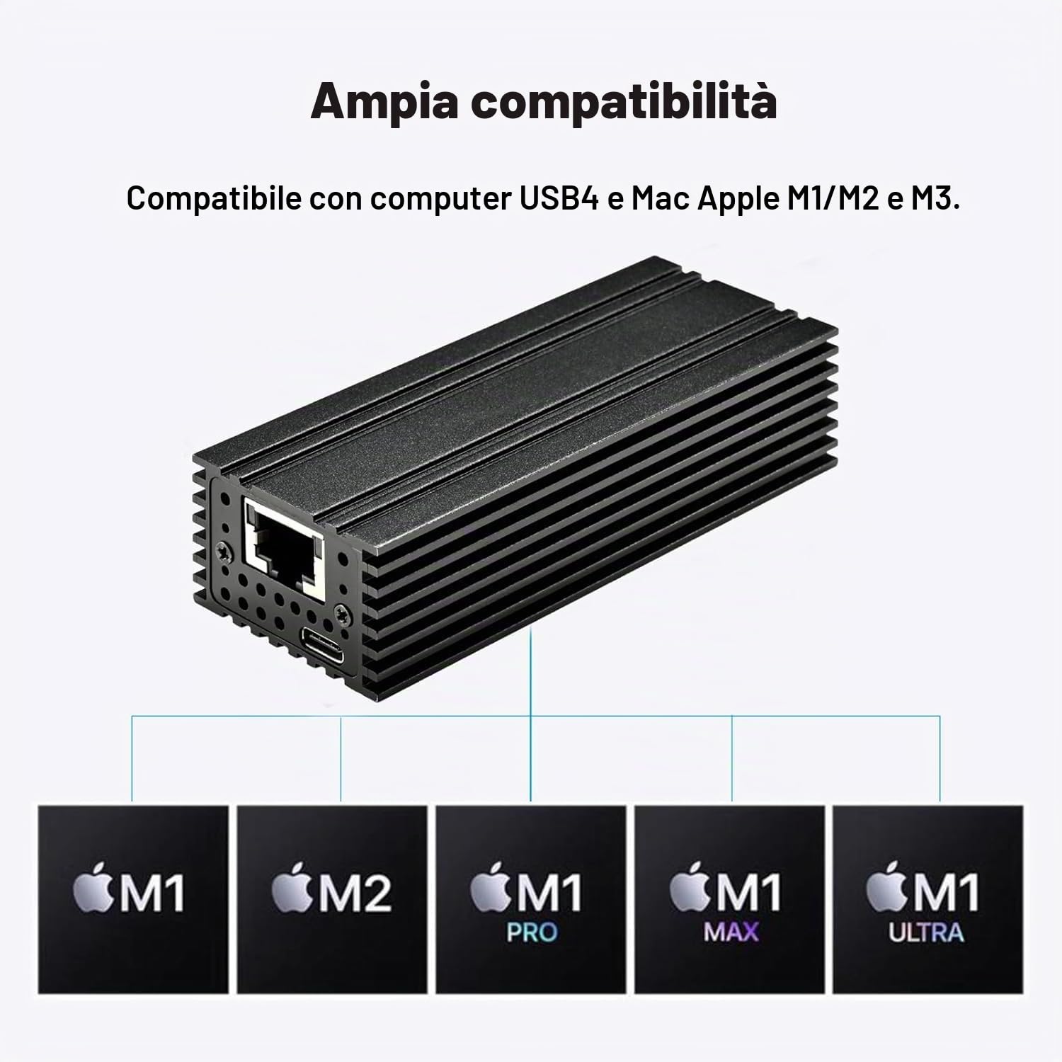 IO Crest Adattatore Ethernet USB 4.0 Tipo C 10G, per connessioni di rete ad alta velocità, porta RJ45 compatibile con 10Gb/s, 5Gb/s, 2.5Gb/s, 1Gb/s e 100Mb/s Base-T