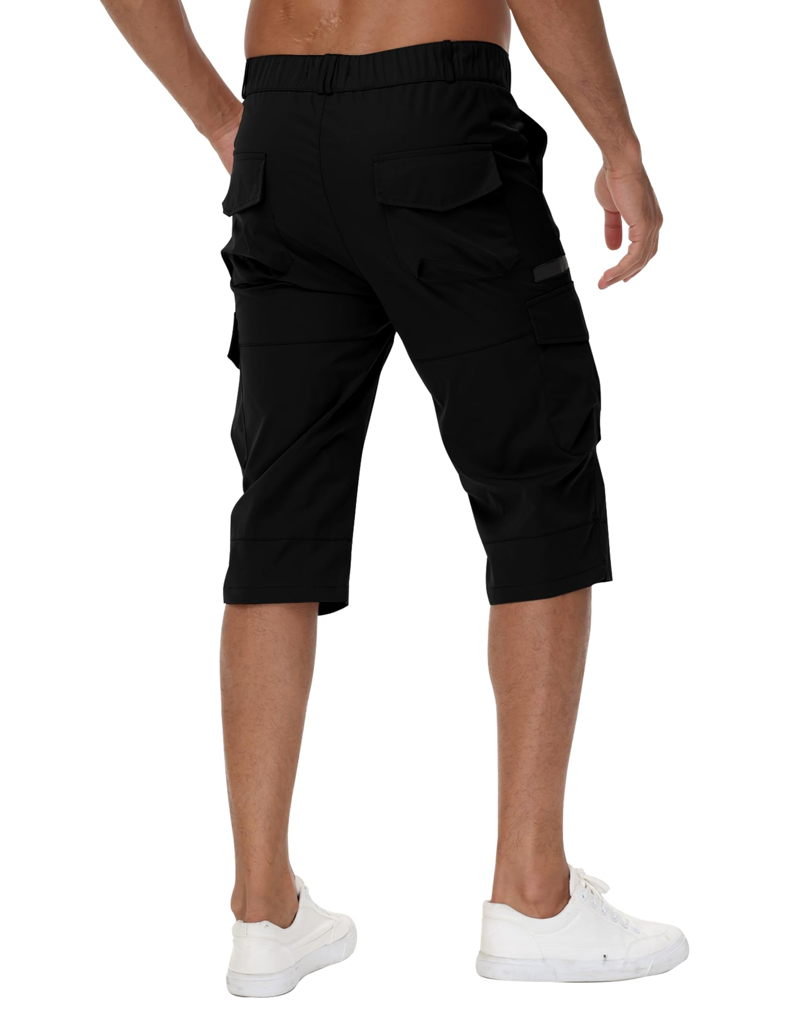 LVCBL Męskie spodnie rowerowe 3/4 Quick Dry Outdoor spodnie trekkingowe letnie elastyczne bermudy szorty męskie krótkie M-3XL