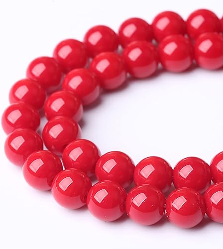 Miniatura 3 de 45 cuentas de vidrio rojo de 0.315 in para fabricación de joyas, redondas, sueltas, espaciadoras, piedras curativas, cuentas de piedra para hacer