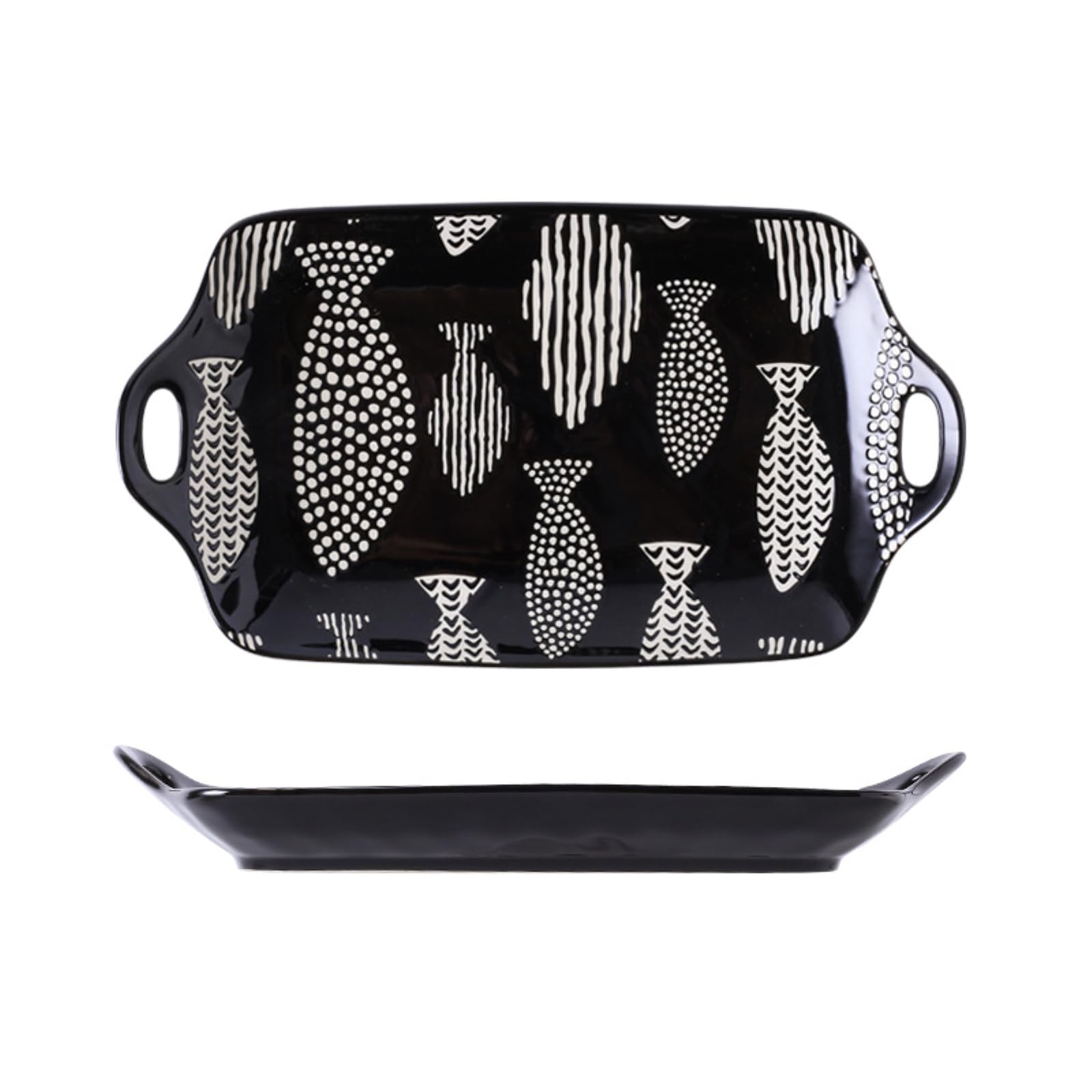 Plato rectangular de 12 pulgadas con orejas para servir tus cenas familiares con estilo único
